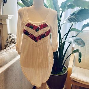 Free people lace trim knit top